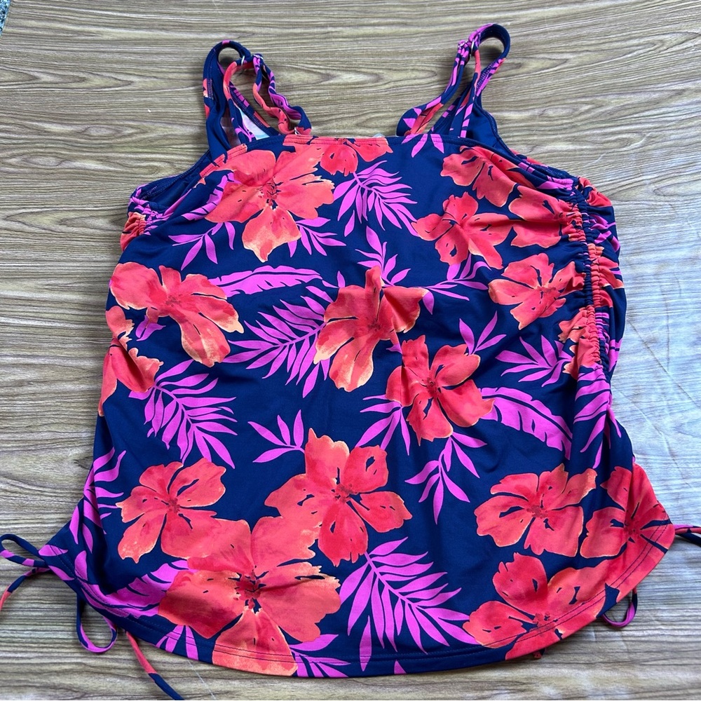 Lands’ End Bra Size Underwire Tankini Top Floral Tropical - Size 16 DDD - Picture 6 of 8
